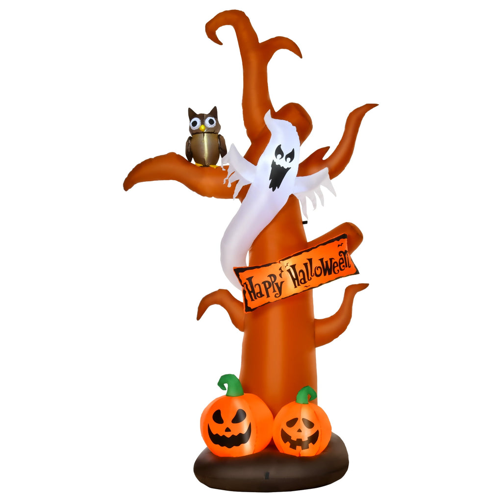 Outsunny 5' Halloween Inflatables Outdoor Decorations Ghost Tree with Pumpkins, Blow-Up LED Yard Decor Indoor Outdoor for Garden, Lawn, Party, Holiday