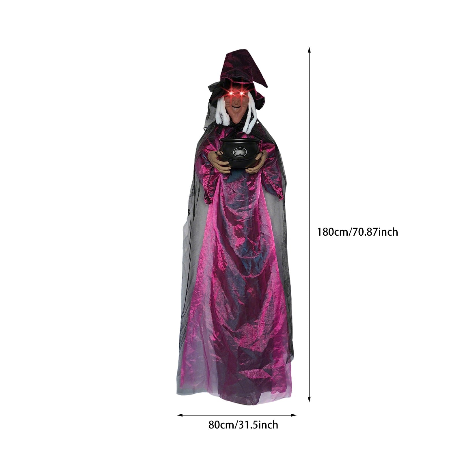 ZTTD Life Size Hanging Witch Halloween Decor (71 Inches) | Sound & Touch Activated Talking Halloween Decorations | Witch Props Excellent Choice for Haunted House | Indoor & Outdoor Animated Prop