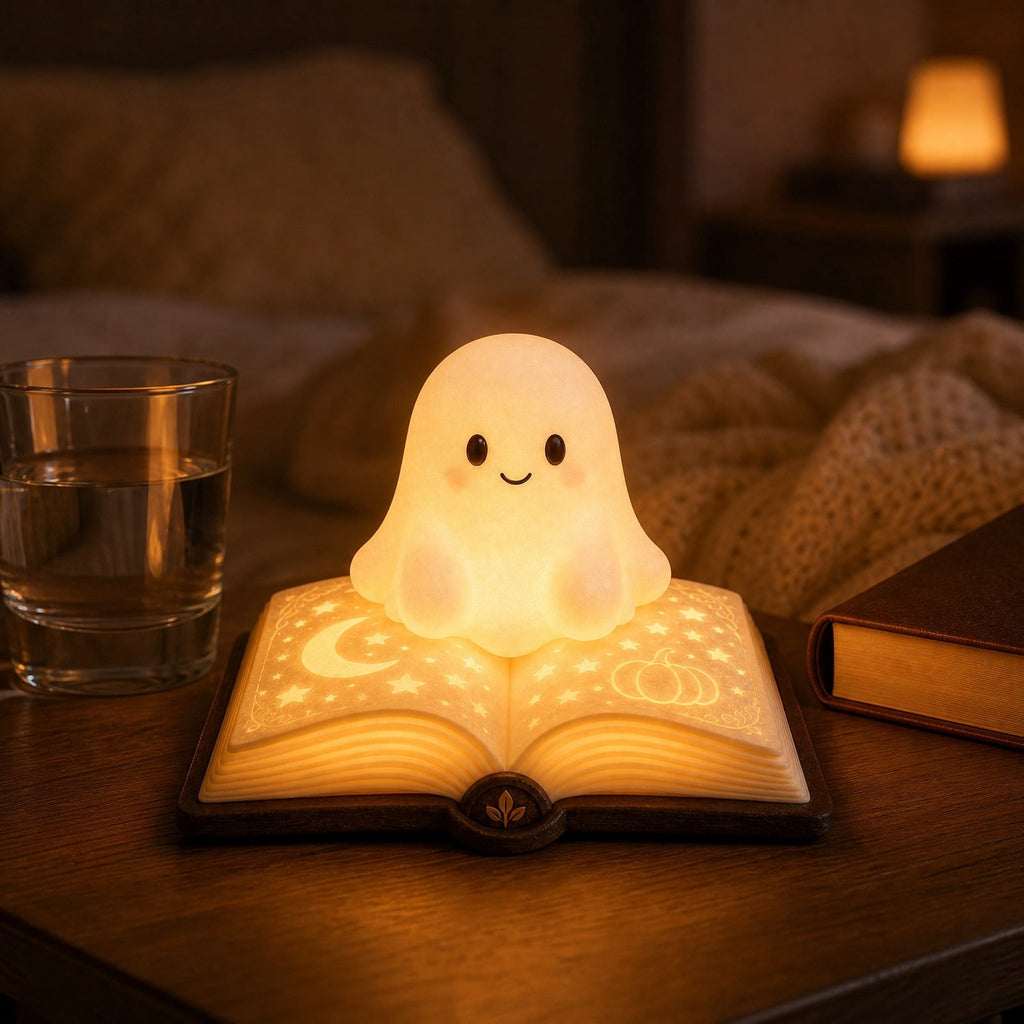 YZEGDCH Halloween 3D Ghost Campfire Flickering Night Light 2 Funny Roasting Marshmallows at Campfire LED Electric Faux Flameless Campfire Nightlight Funny Halloween Decor