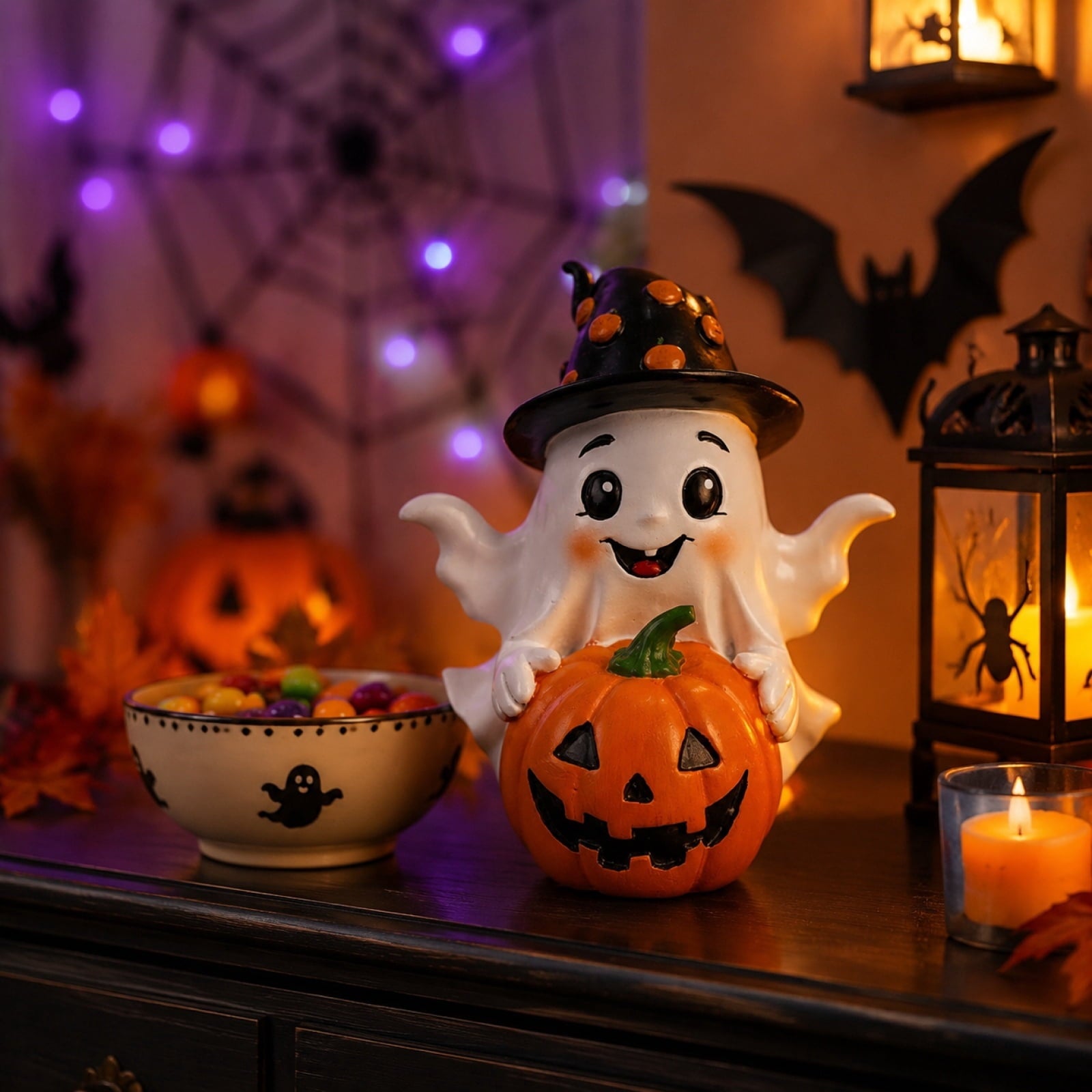 Halloween Decorations, Ghost Resin Crafts Ornaments, Alloween Decoration for Porch Yard Patio Indoor Decor Fall Autumn Home Shelf Mantel Ornament