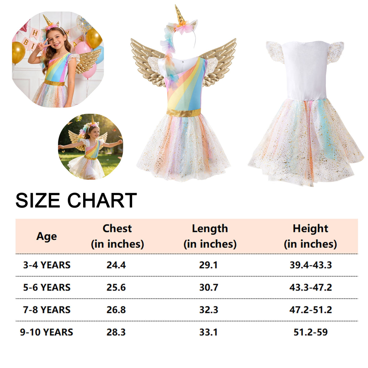 CZKHPTY Girls 3D Butterfly Fairy Tutu Dress, Whimsical Garden Princess Pretend Play Fancy Outfit, Sizes 3-4Y