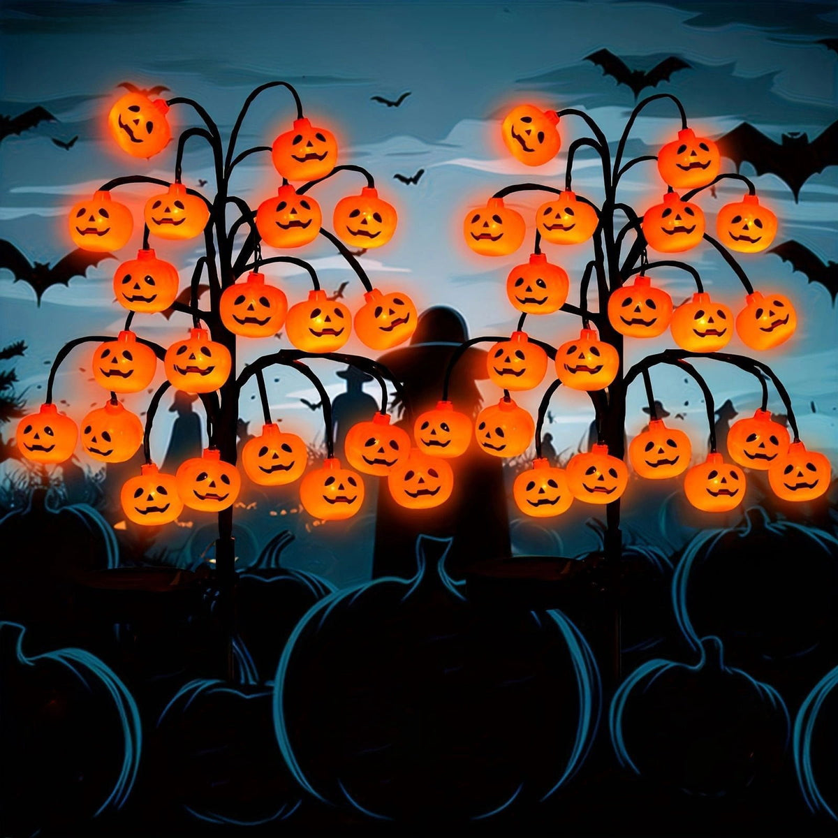 20 Pack Solar Halloween Lights Outdoor, Waterproof LED Pumpkin Pathway Garden Stake Lights for Yard Walkway Fall Decoration, Orange