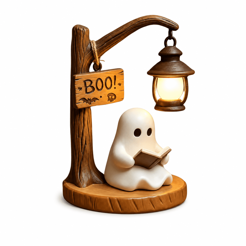 Diceymbol Halloween Decorations and Fall Decor, Halloween Venue Decoration Ghost Props LED Illuminated Ghost Decorations for Tabletop, Mantel, Shelf Indoor Outdoor 9.05 inch