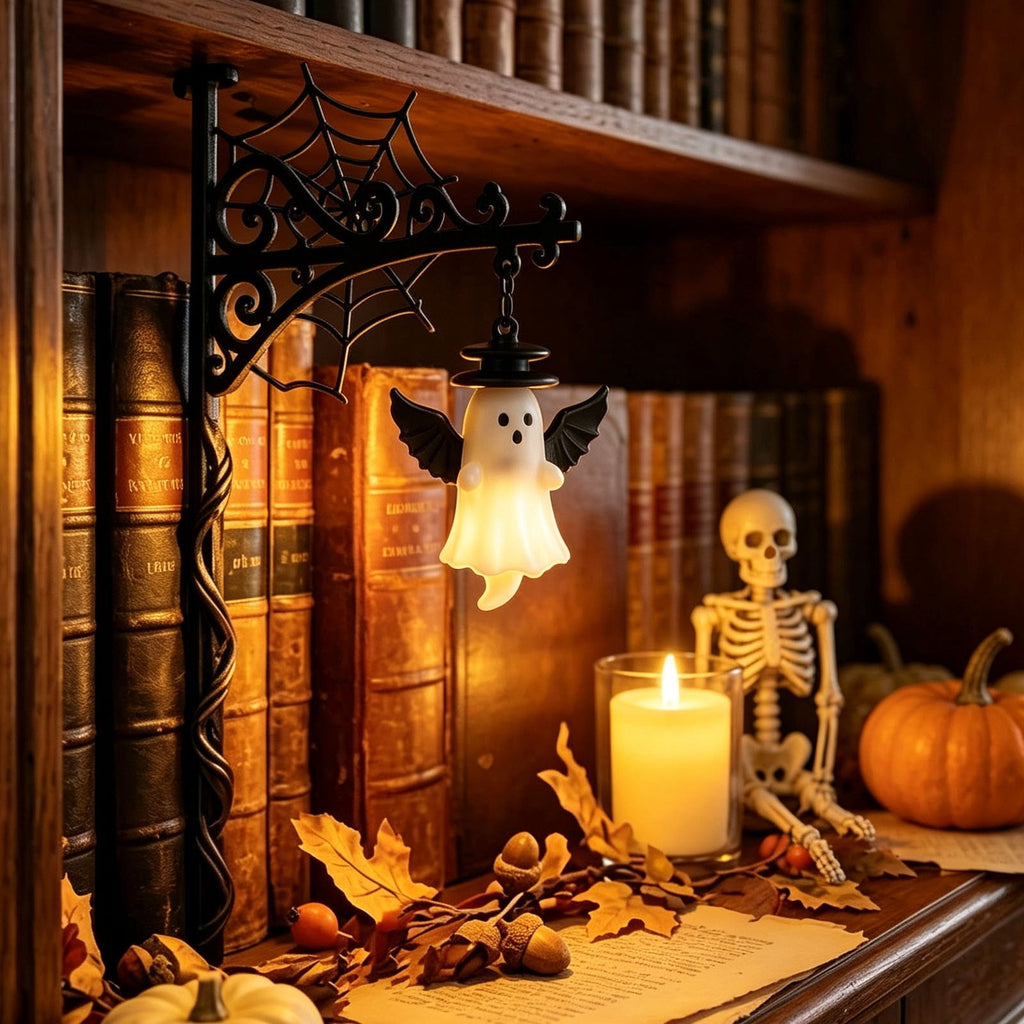 Halloween Ghost Library Lantern Decorative Bookshelf Lighting, Reading Book Shelf Lights for Study Reading Corner Home Library Gift for Book Lovers Bookworms