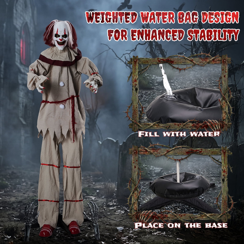 Ktaxon 5.7ft Clown Animated Animatronic Decoration Creepy Halloween w/ Pre-Recorded Screaming