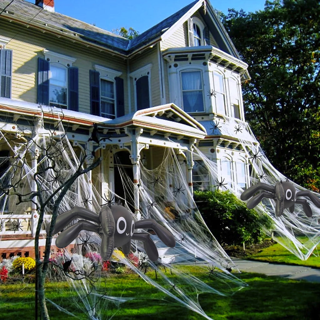 Aufmer 3 Pcs Halloween Inflatable Spider Outdoor Decoration, Blow Up Yard Inflatables Holiday Inflatables for Outdoor Yard Garden Lawn Decor, 150x60cm (Black)