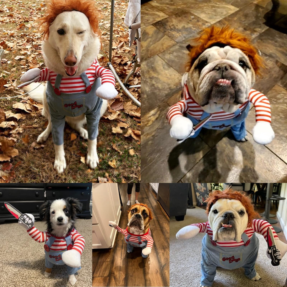 WILLED Pet Deadly Doll Halloween Costume, Funny Dog Christmas Cosplay, Adjustable Party Dress Up Outfit for Small Medium Large Dogs