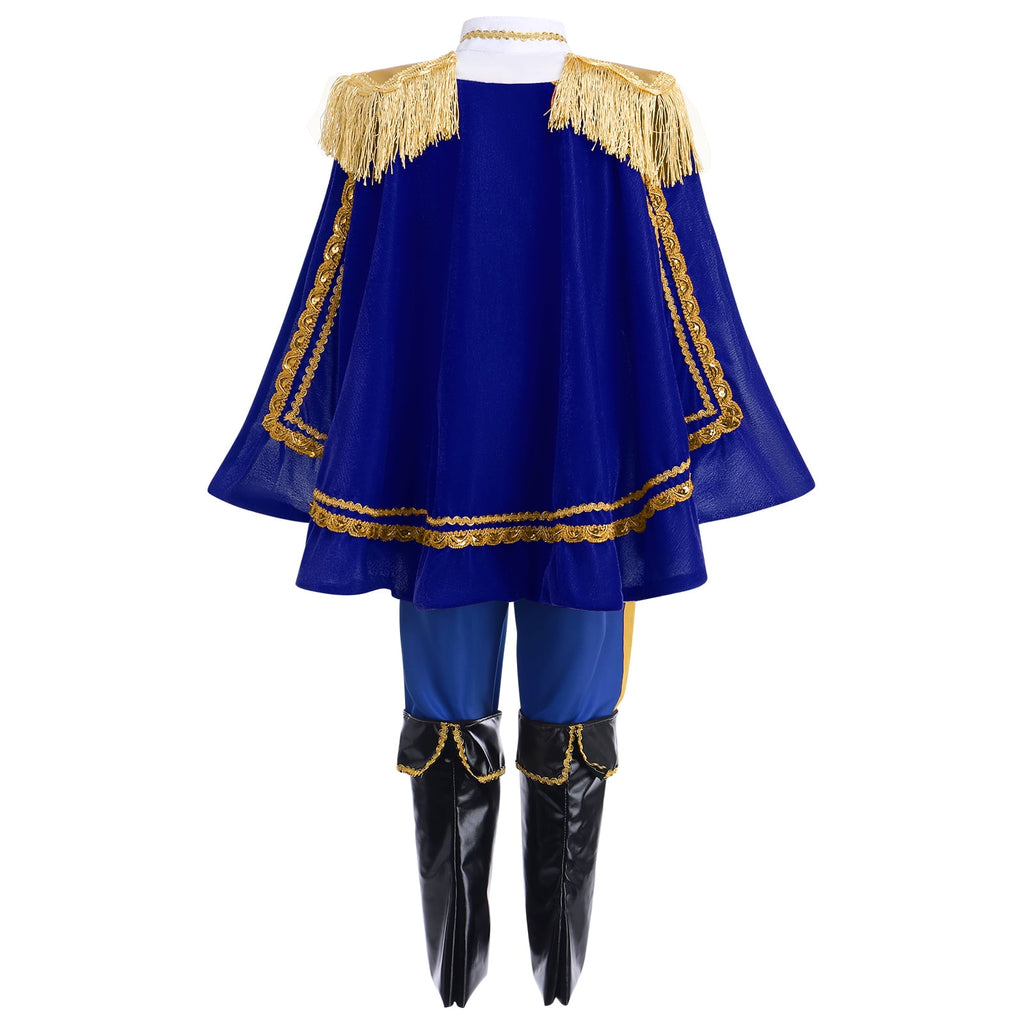IBTOM CASTLE Boys Prince Charming Costume Halloween Cosplay Dress up Birthday Party Medieval Royal Prince Outfits for Toddler Child 3-4 Years Red 4pcs