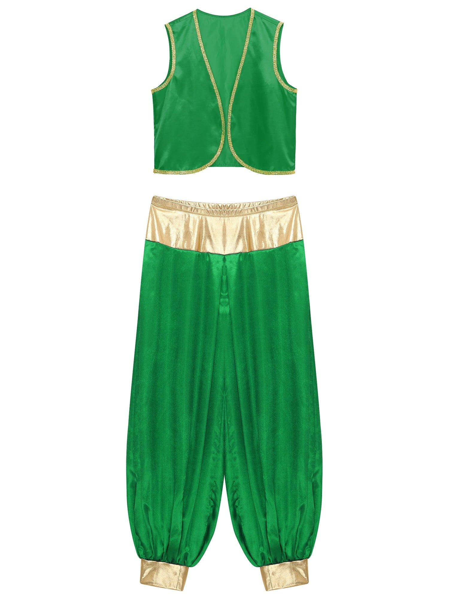 iiniim Mens Arabian Prince Costume Open Front Vest with Pants Halloween Show Fancy Dress up Outfit Royal Blue&Royal Blue S