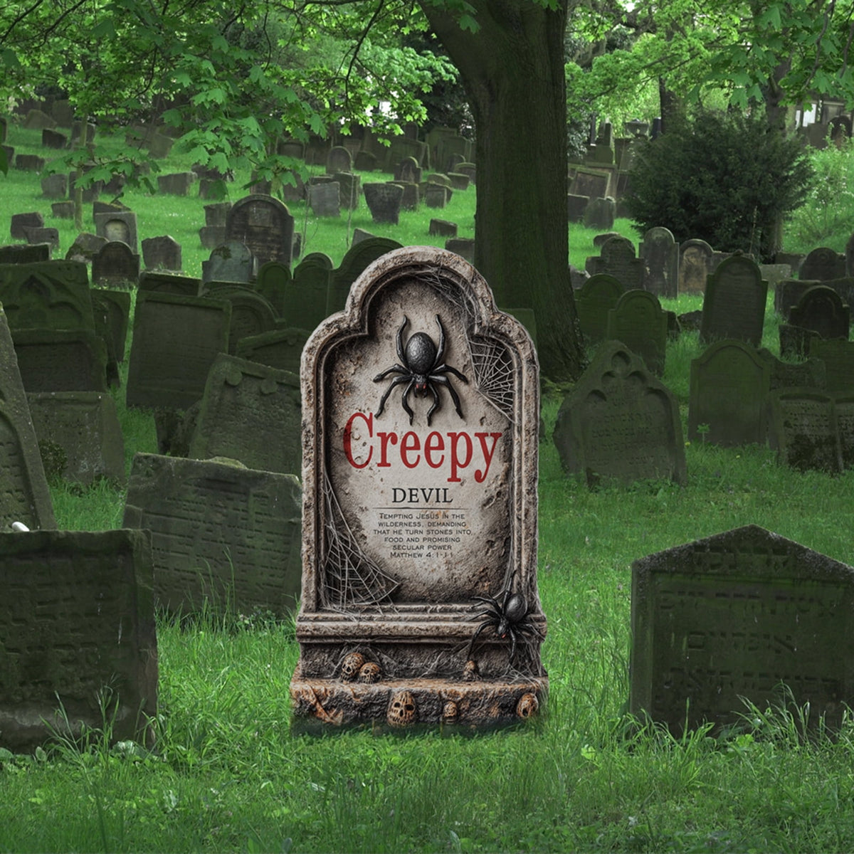 Yashow Elite Dark Gray Plastic Halloween Tombstone Garden Sign Weatherproof Cemetery Scene Lawn Decoration for outdoor courtyard party, 16 inch, 1-pack