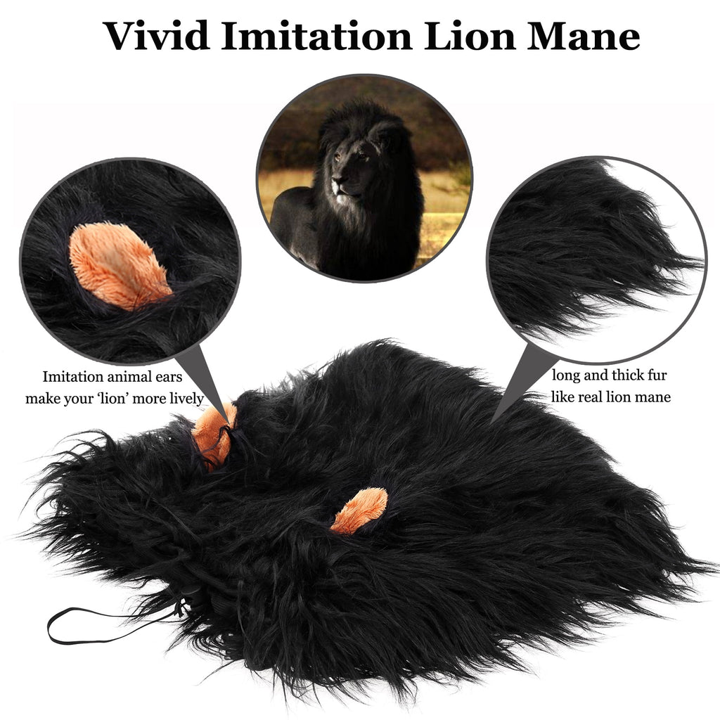 Lion Mane Wig for Dogs, Funny Pet Cat Costumes, Furry Dog Clothing Accessories (Size M,Grey)