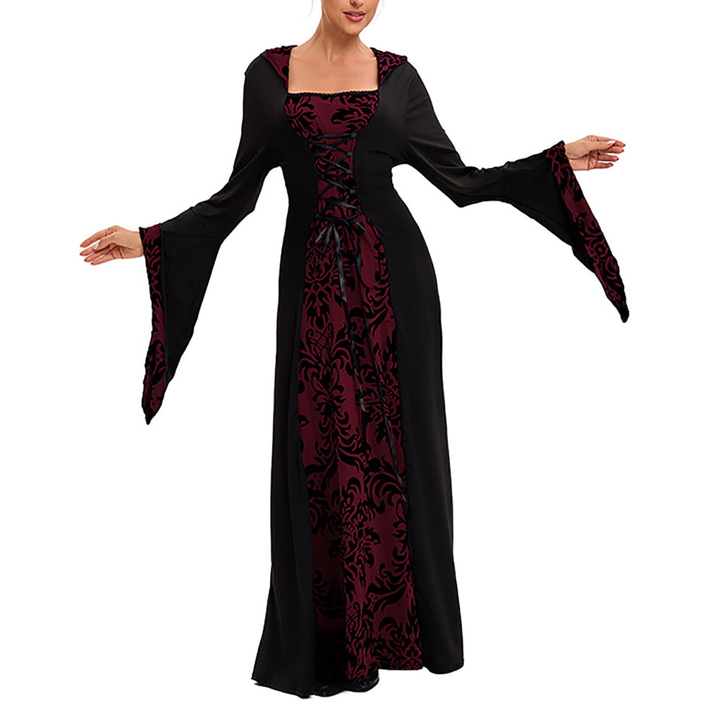 LYXSSBYX Maxi Dresses for Women Women's Long Sleeve Neck Dress Floor Length Cosplay Dress Plus Size Dress