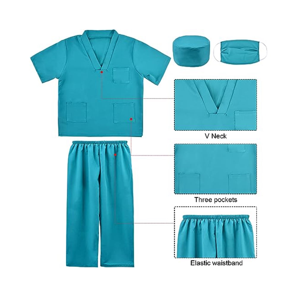 Style-Carry Doctor Role Play for Kids come with scrubs pants and accessories, suitable for boys and girls aged 3 4 5 years old
