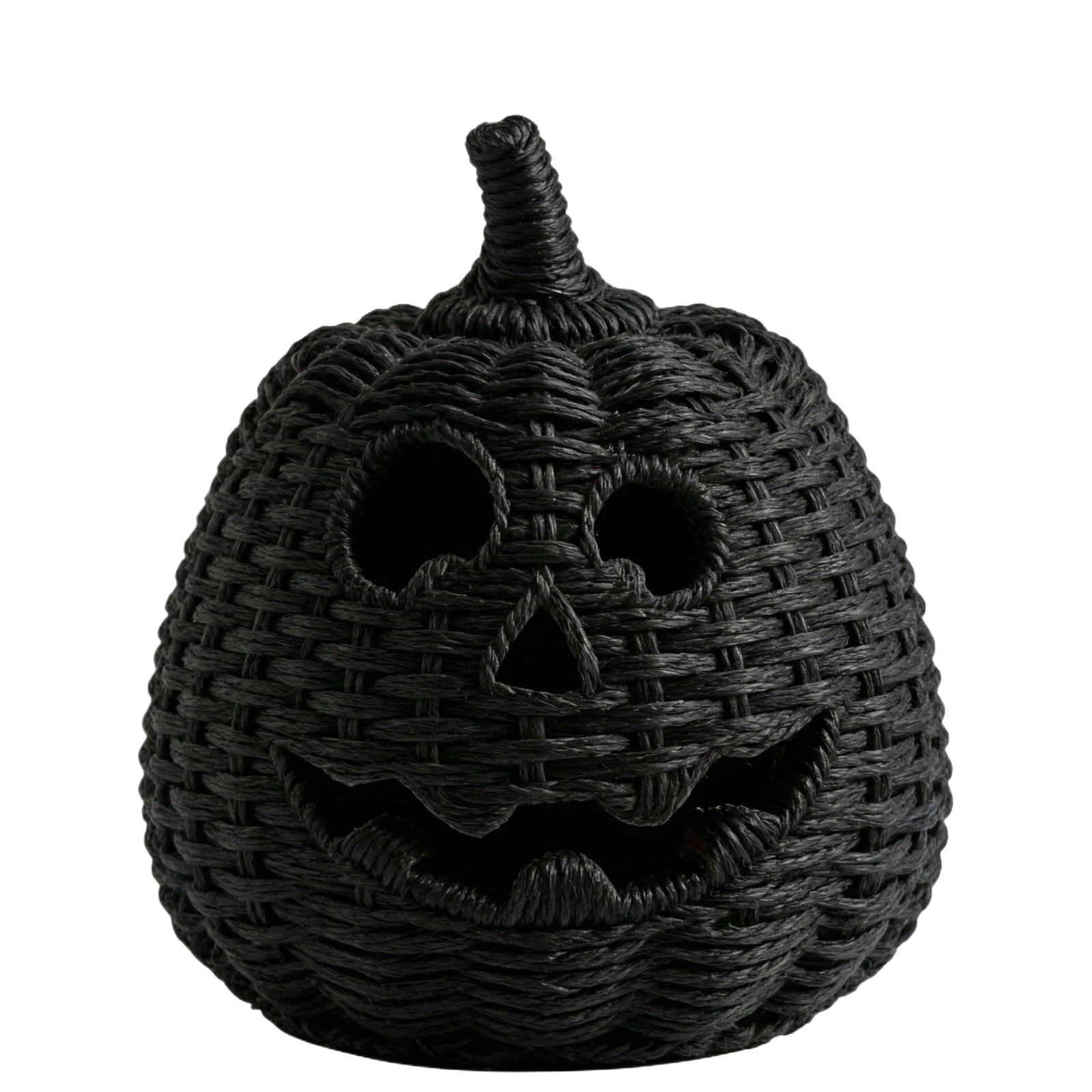 2026 Halloween Black Woven Seagrass Pumpkin Storage Basket with Lid, Fall Indoor Home Decorations for Halloween Party Home Halloween Decor, 10.2 inch