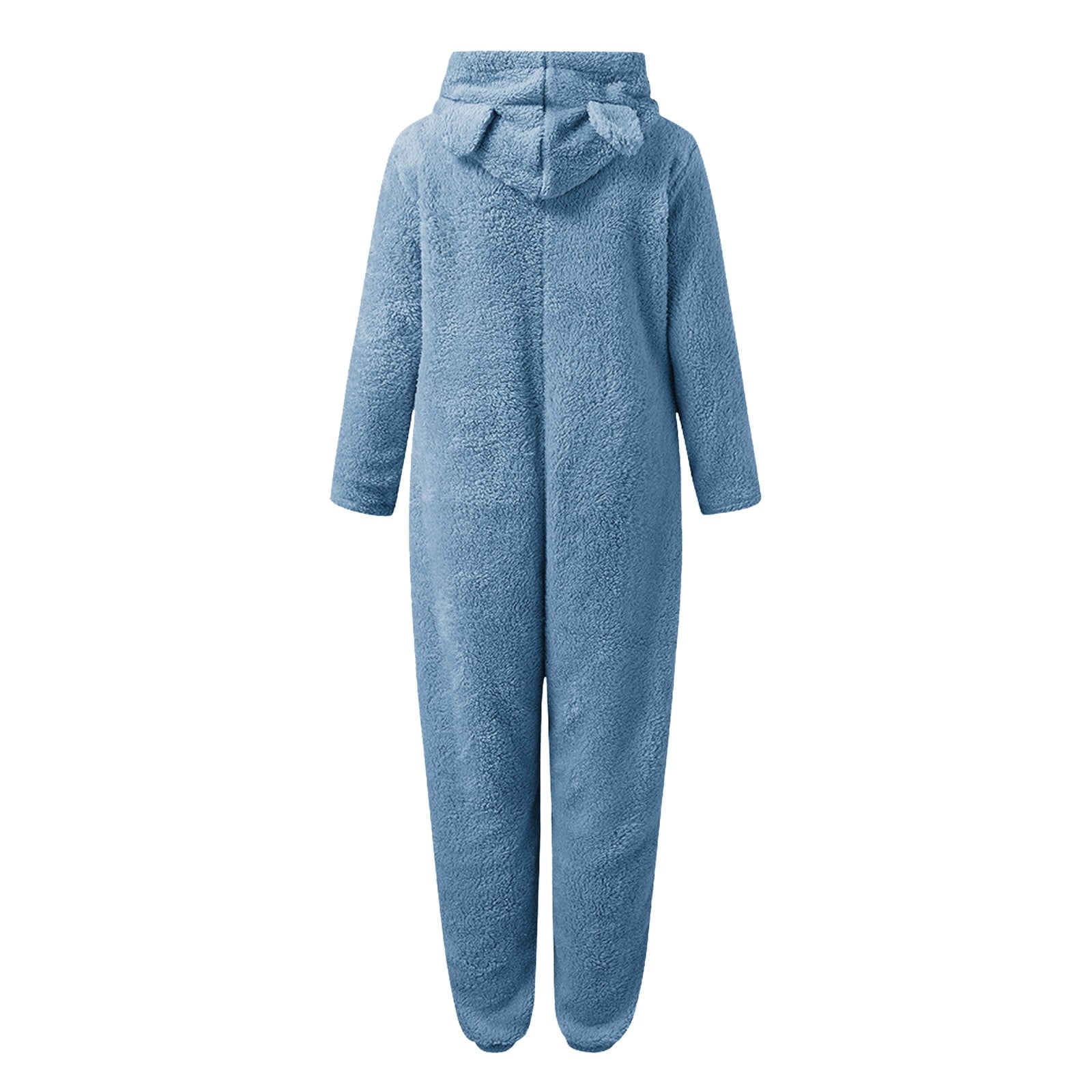QATAINLAV Sherpa Fleece Jumpsuit for Women Winter Warm Fuzzy Onesie Pajamas Cute Cat Hooded Romper Casual Zip Up Overalls Sleepwear Black XL