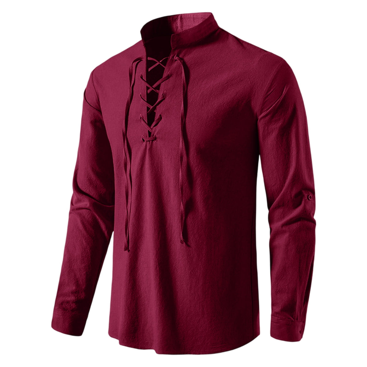 Mens Renaissance Shirt Medieval Pirate Viking Halloween Costume Gothic Steampunk Retro Long Sleeve Lace Up Shirts