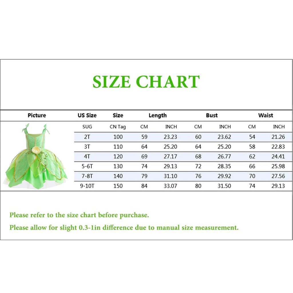 Flowers Fairy Costume Princess Dress Up Set for Girls Tinker Bell Toddler Cosplay Clothes Dress with Wing Set