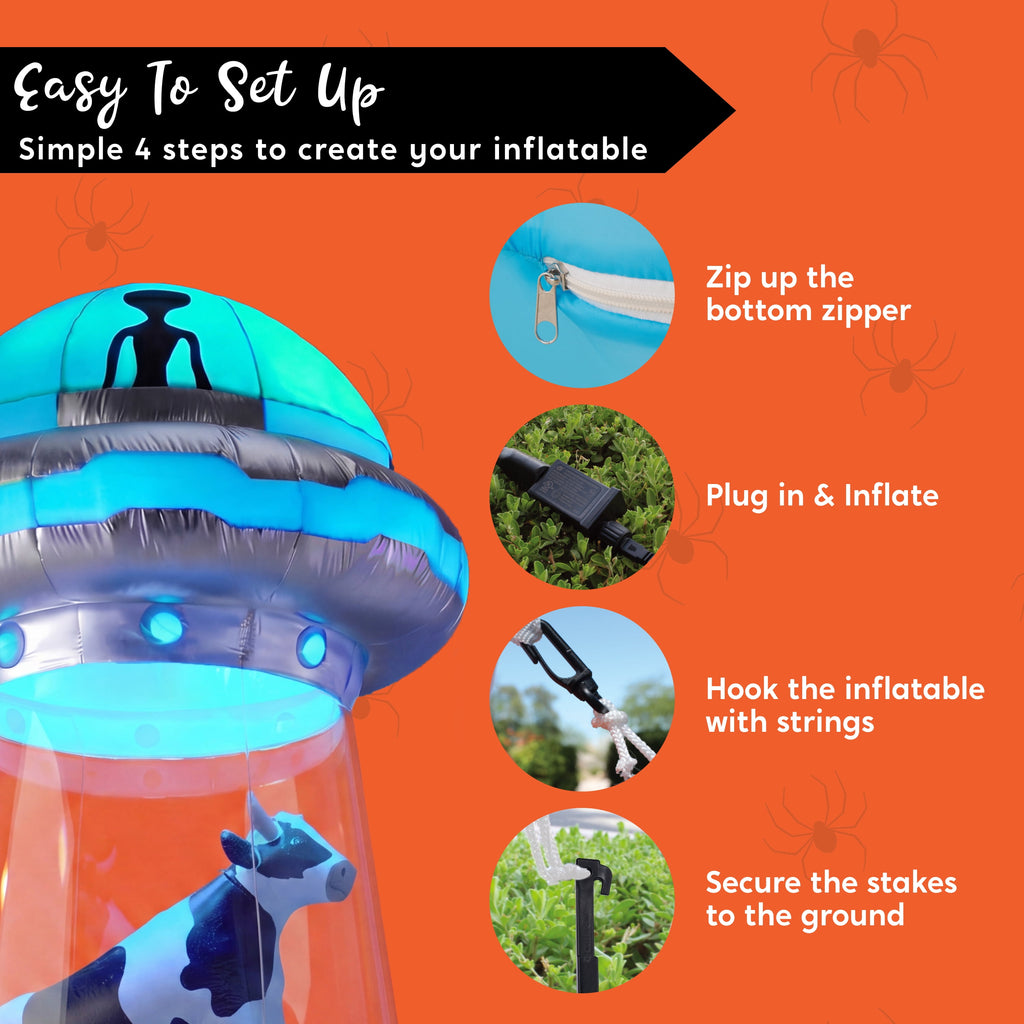 Joyfy 9 ft Halloween Inflatable Giant Alien Decoration with Built-in LEDs,Alien Halloween Decorations Outdoor Blow Up Yard Lawn Decoration