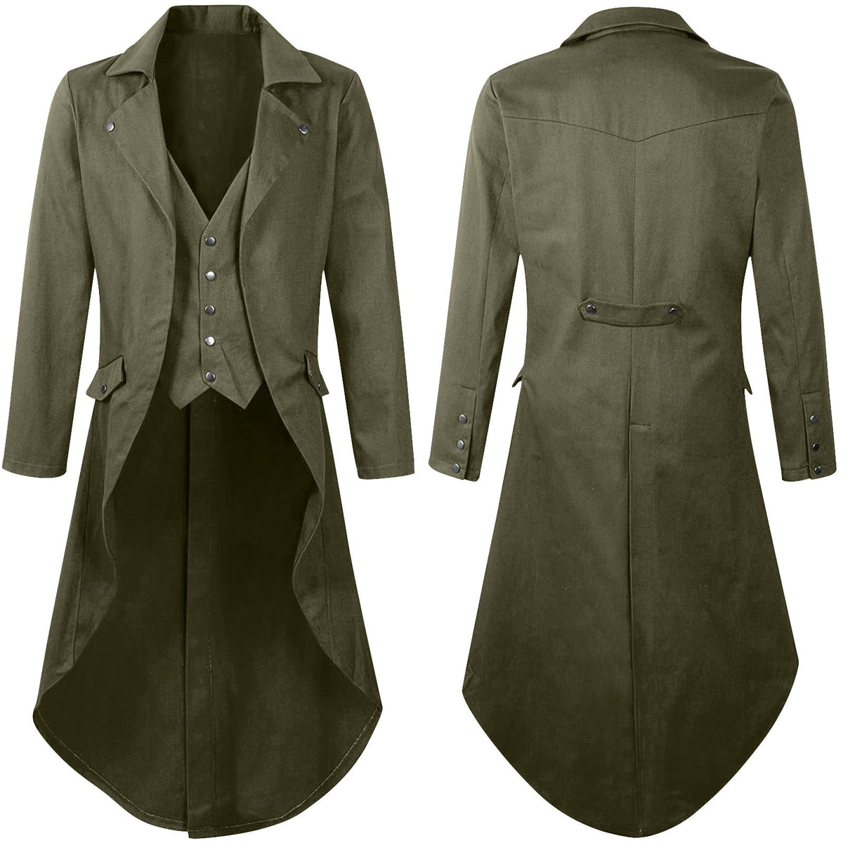 QATAINLAV Men's Vintage Steampunk Gothic Victorian Jacket Medieval Renaissance Pirate Frock Coat Formal Tuxedo Halloween Costumes Birthday Gifts Coffee S