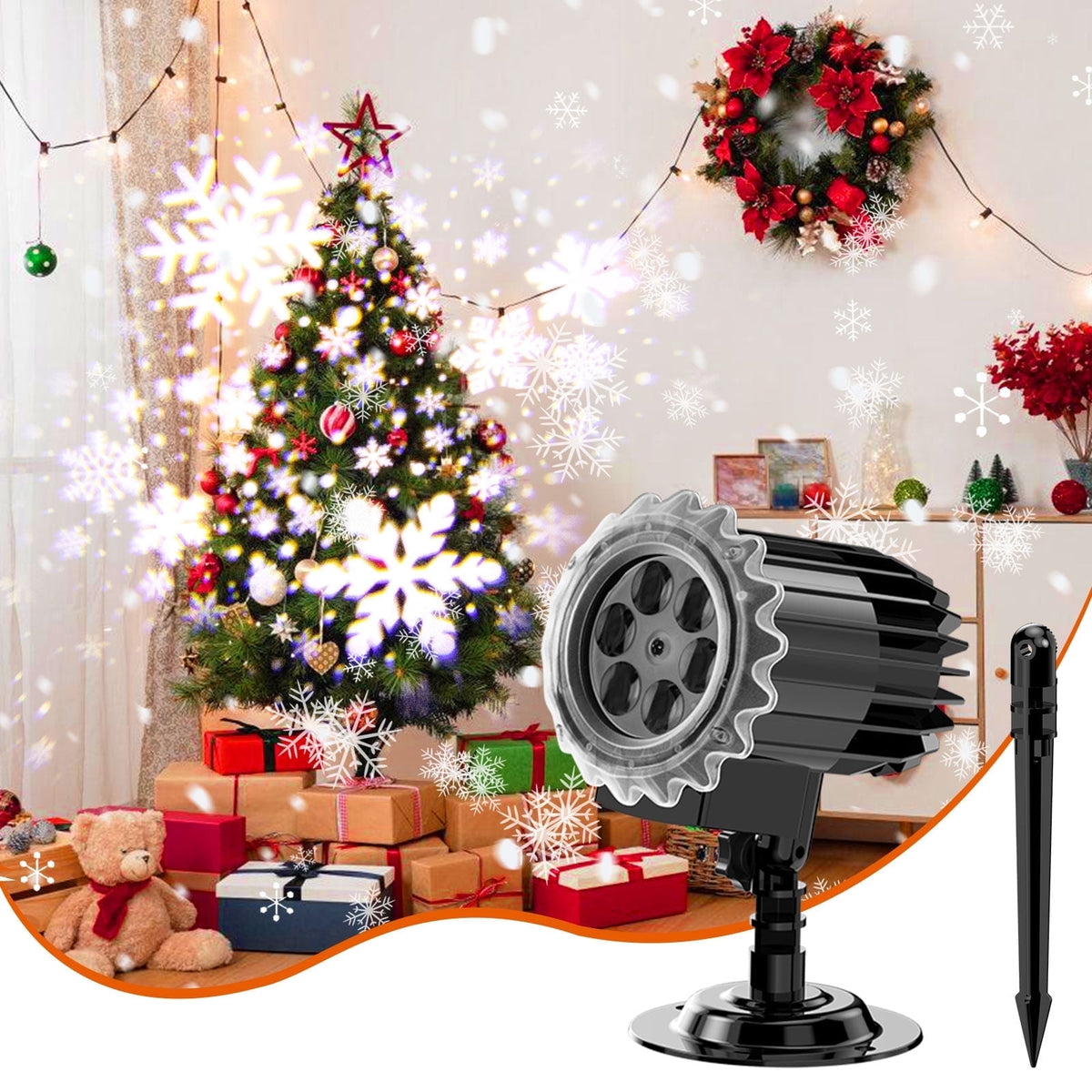 Small Owl Double-Tube Blizzard Projection light, holiday decoration ambient light, Christmas Halloween laser light, light show, waterproof function, indoor home, Christmas gift, wedding