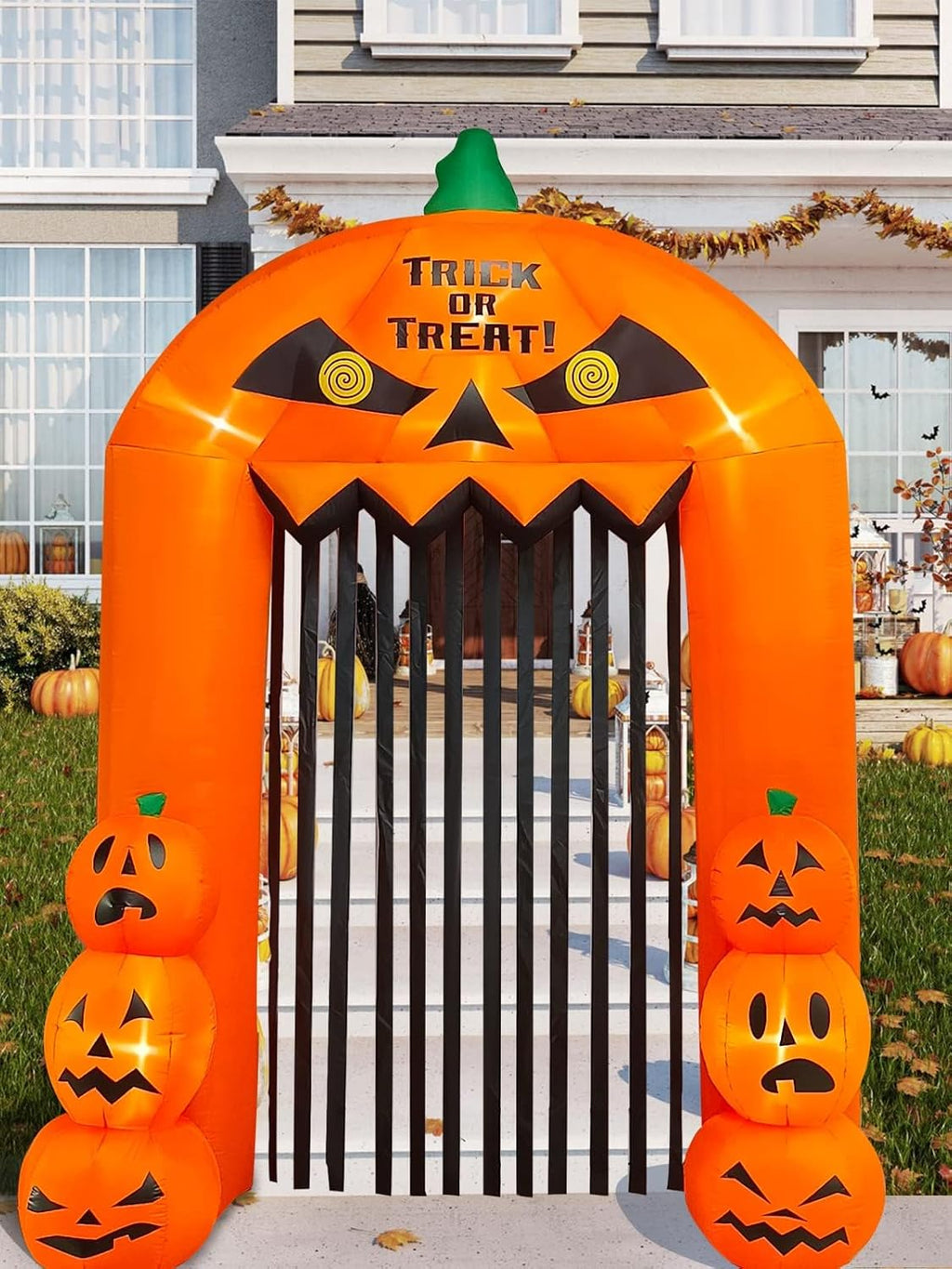 Kalolary 9.5ft Halloween Inflatable Pumpkin Arch with LED Lights - Outdoor/Indoor Yard Decoration for Halloween Party & Home
