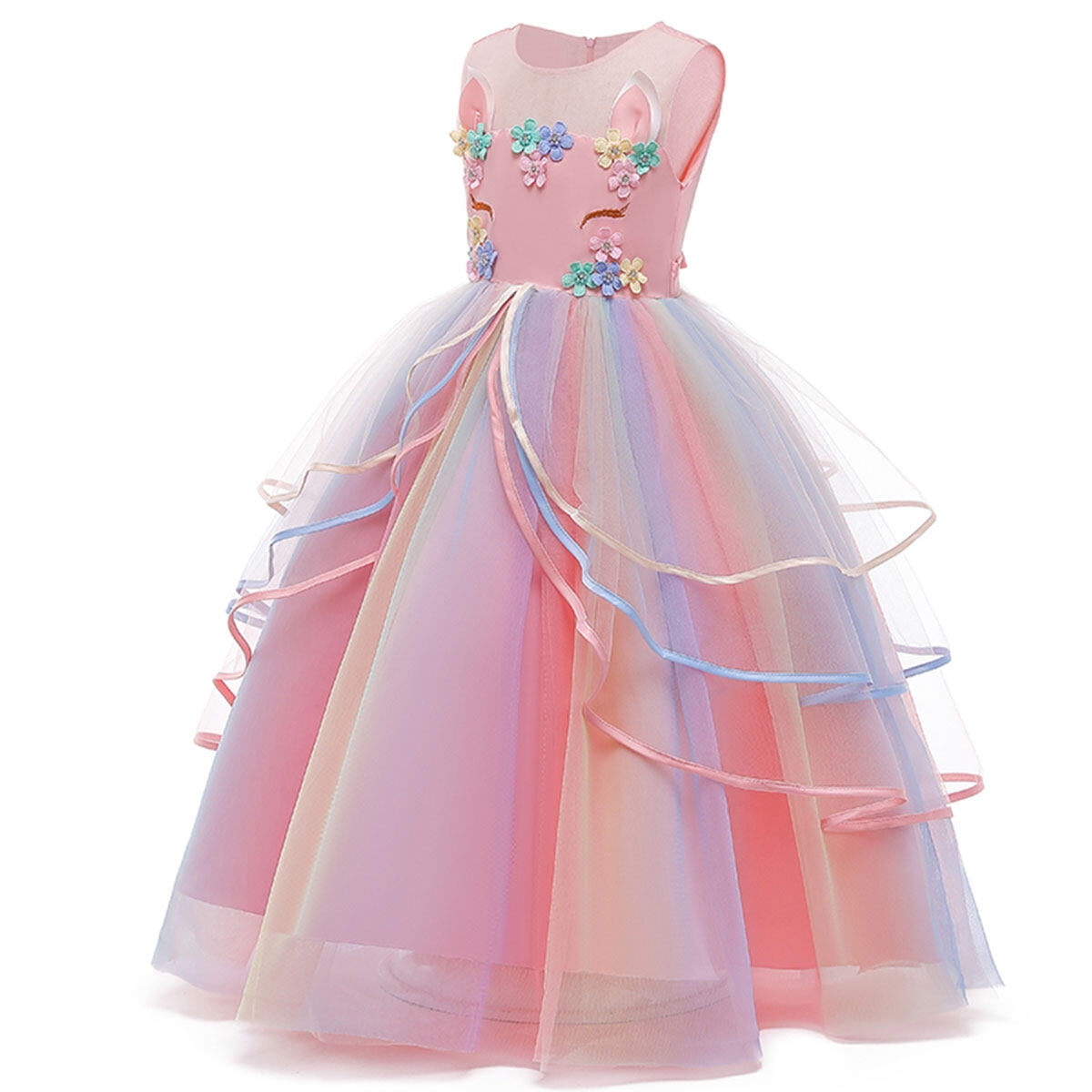 HAWEE Princess Girl Dress Long Tulle Gown Flower Girls Unicorn Dress