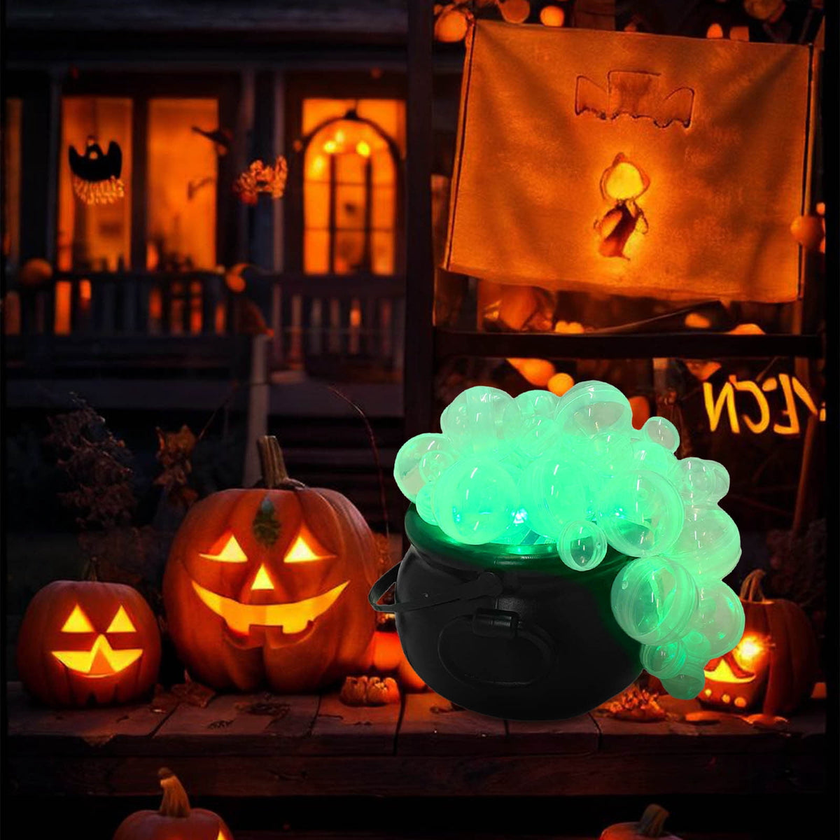 Muecwrye Halloween Decorations Outdoor, Halloween Clearance! Halloween Witches Cauldron with Lights, DIY Bubbling Cauldron Set Decor for Home Porch Outside, Halloween Party Supplies( Without Tripod)