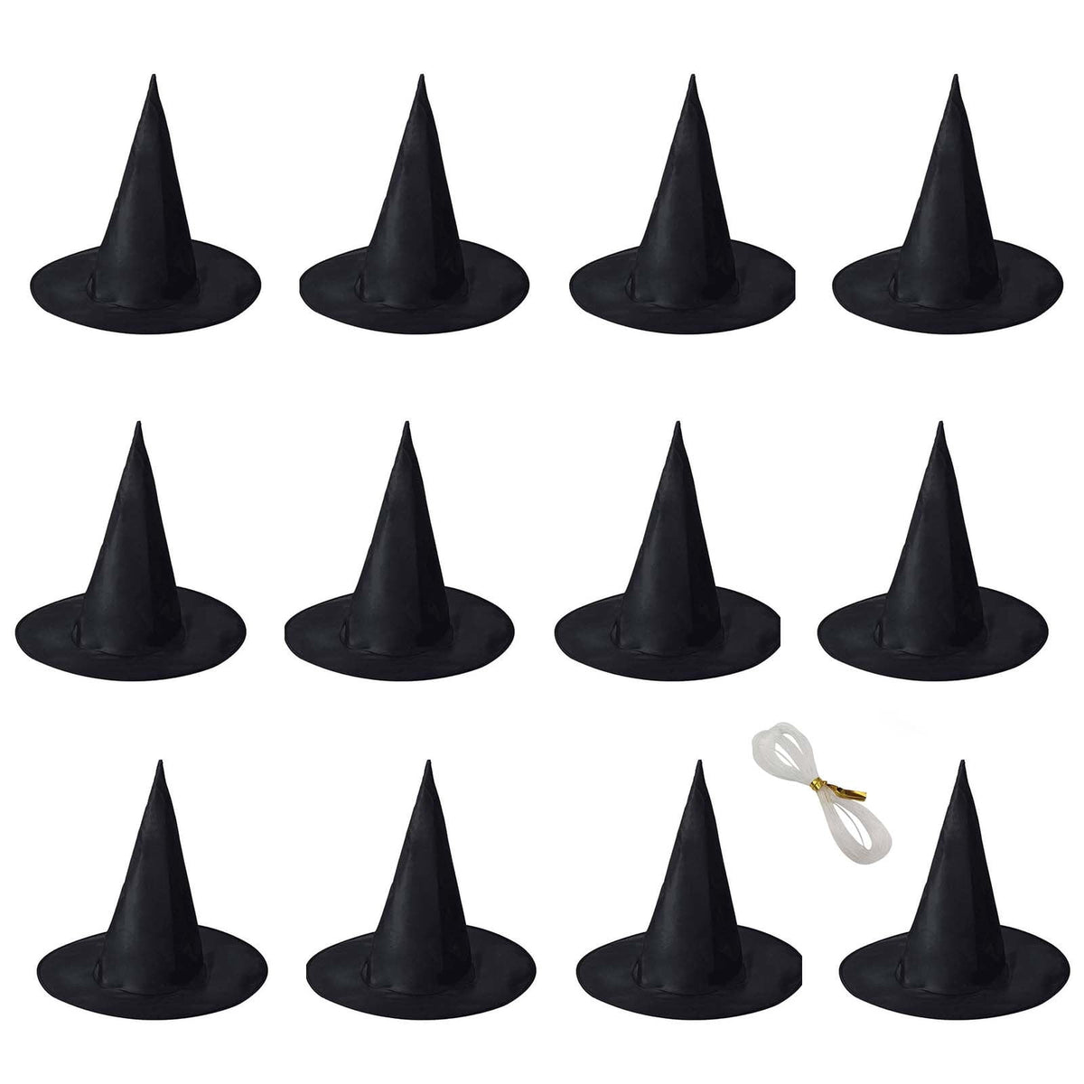 Stijggn Halloween Witch Hat, Black Hanging Witch Hats with Rope, Witch Costume Accessories Floating, Witches Hat with Hanging Rope for Porch Yard Indoor Outdoor Halloween Party Decor