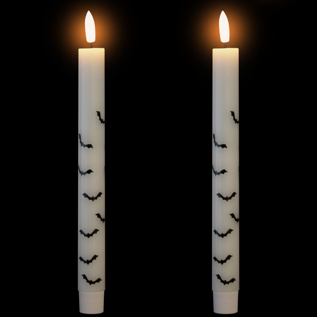 Northlight LED Flickering Flameless Wax Tapered Flying Bats Halloween Candles - 9.75" - Set of 2