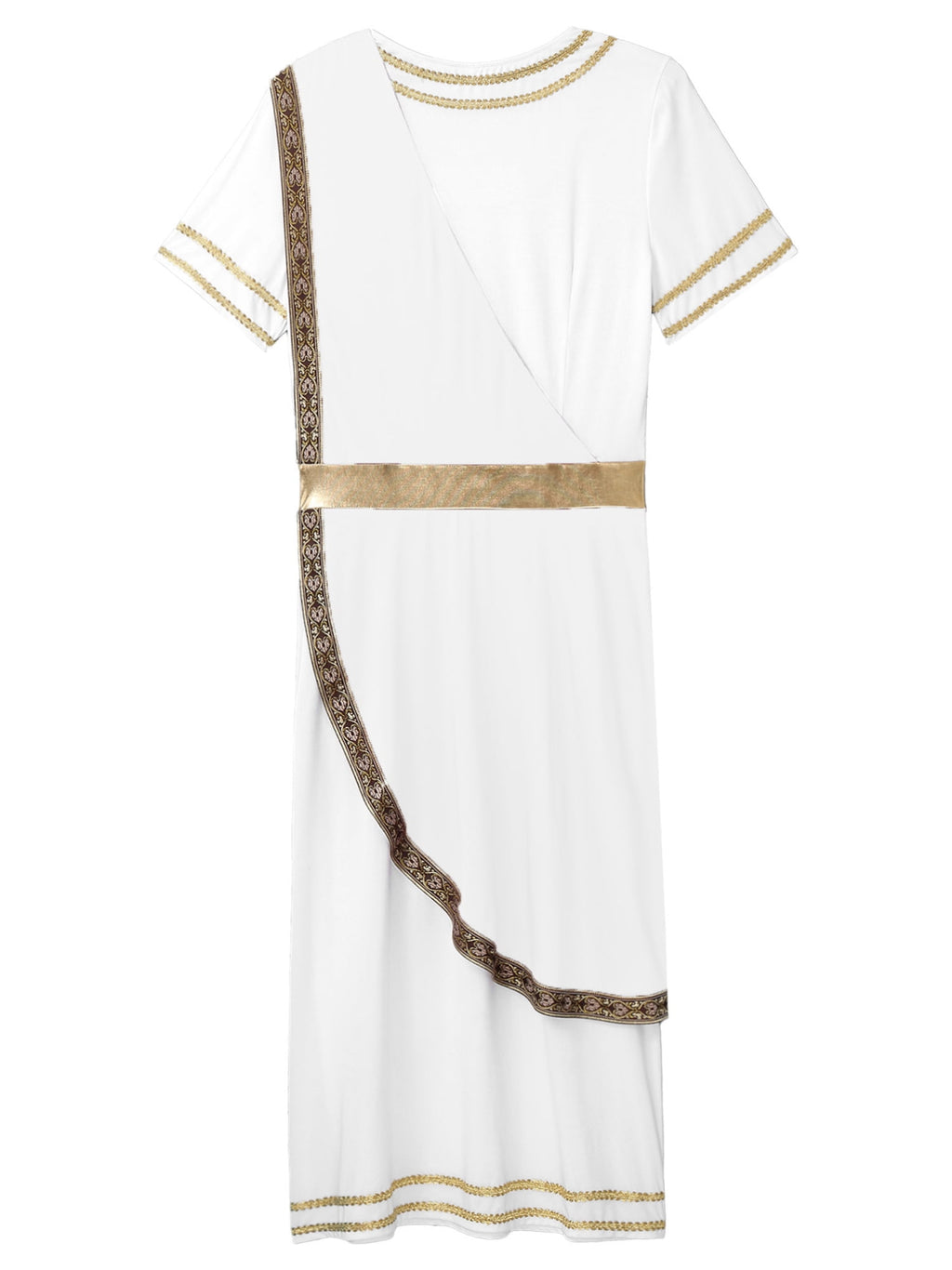 iixpin Mens Halloween Toga Robe Ancient Roman Costume Short Sleeve Greek God Tunic with Belt Yellow 3XL