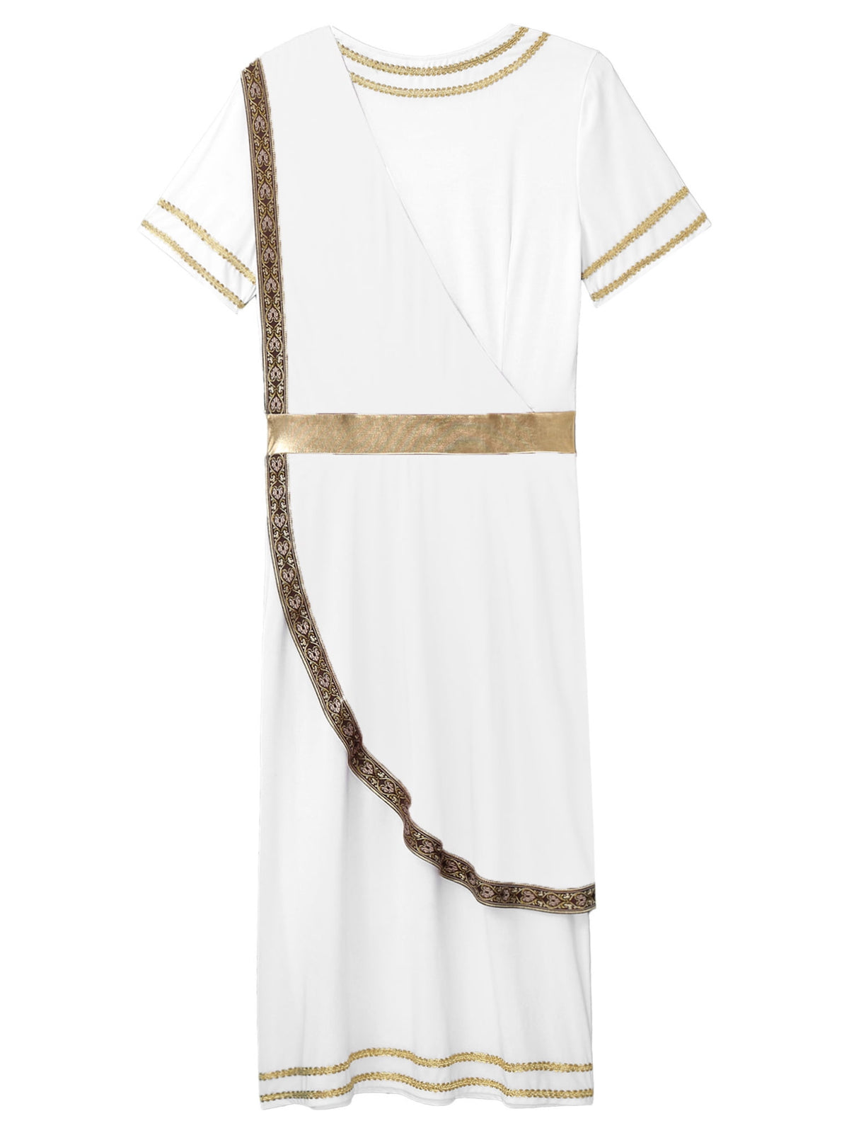 iixpin Mens Halloween Toga Robe Ancient Roman Costume Short Sleeve Greek God Tunic with Belt Yellow 3XL
