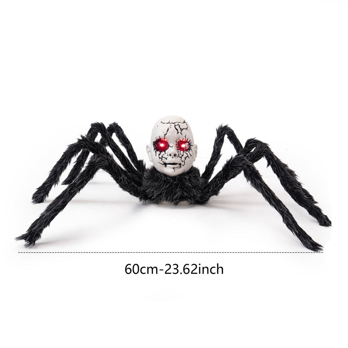 Halloween Doll Face Spider Walking T-oy Sound Activated Light Up Horror Prop Halloween Haunted House Decoration Party Scene Display Scary Animated Ornament Use Set Item Accessory