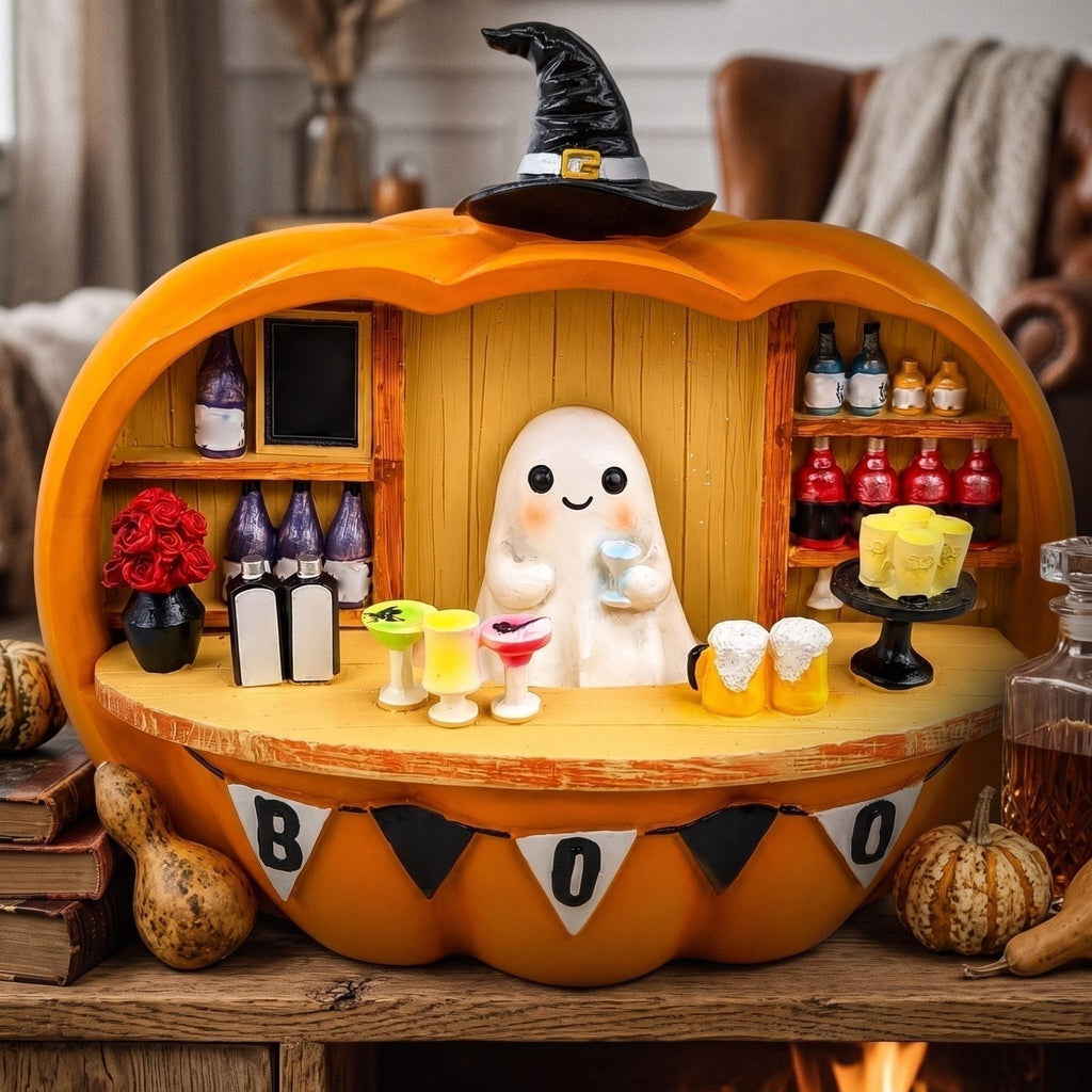 Halloween Spooky Coffee Stand, Ghost Barista Booth Figurine, Spooky Coffee Statue Built with Spooky Little Coffee Stand, Freshly Boo’d Coffee Ghost Fall Decor, Creative Birthday & Holiday Gift