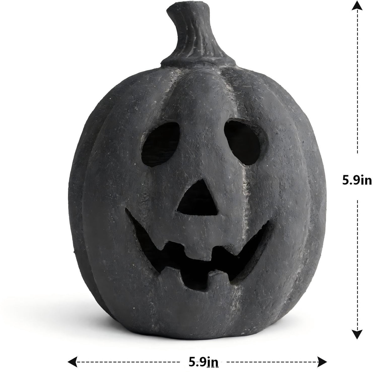 Halloween Decorations - 9.8" Black Handmade Resin Jack O Lantern Pumpkin Fall Decor, Indoor Outside Gothic Festival House Centerpiece Decoration for Table Garden Living Room Mantel