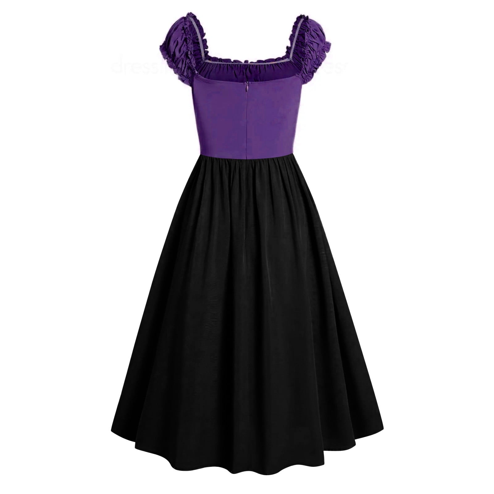 Tejiojio Fall Women Plus Size Party Dress Flower Lace Insert Mock Button Bowknot Vintage Dress