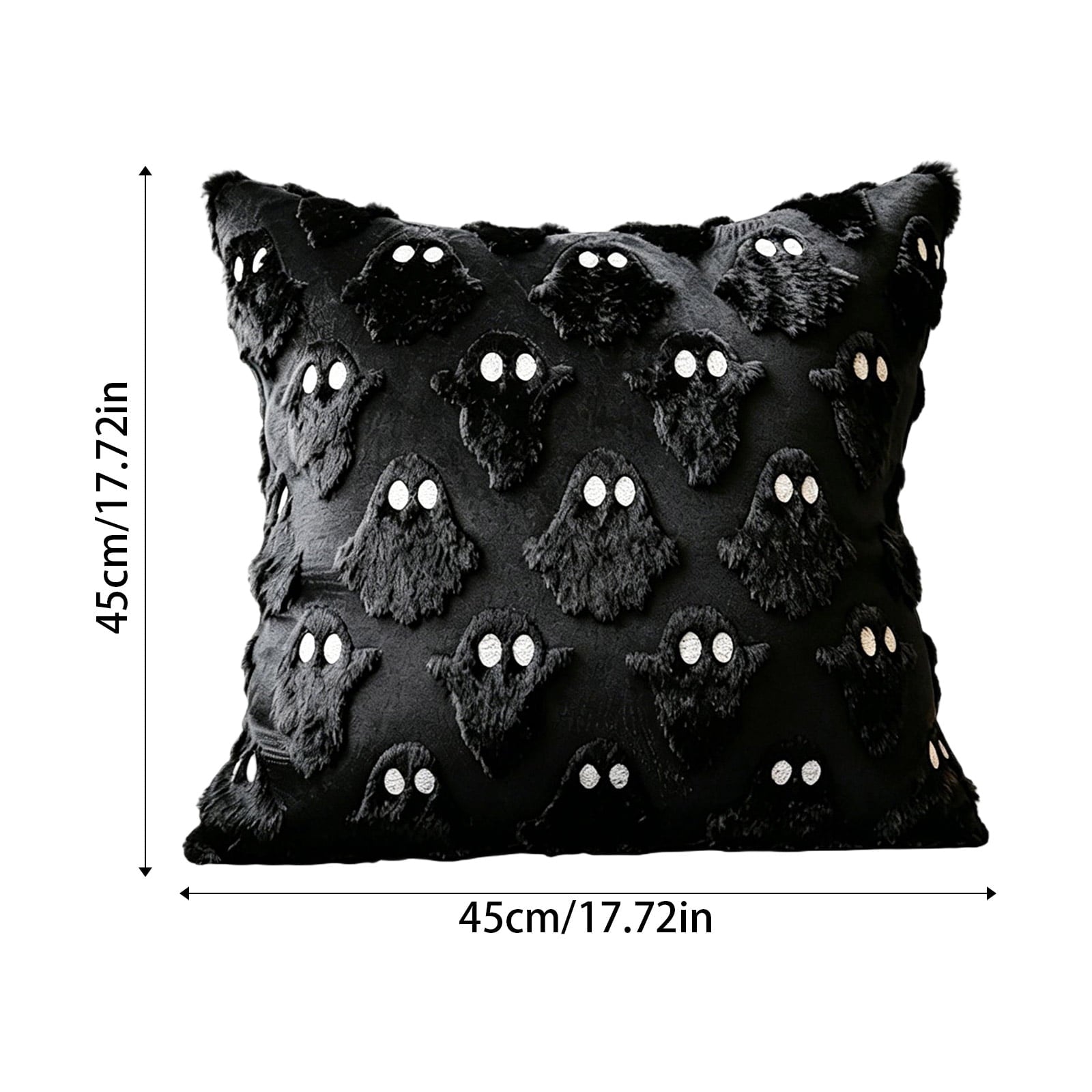 Decorative Pillow Plush Ghost Throw Pillow Cover 18 X 18 Inch 1 Piece for Couch Bedroom Halloween Home Decor