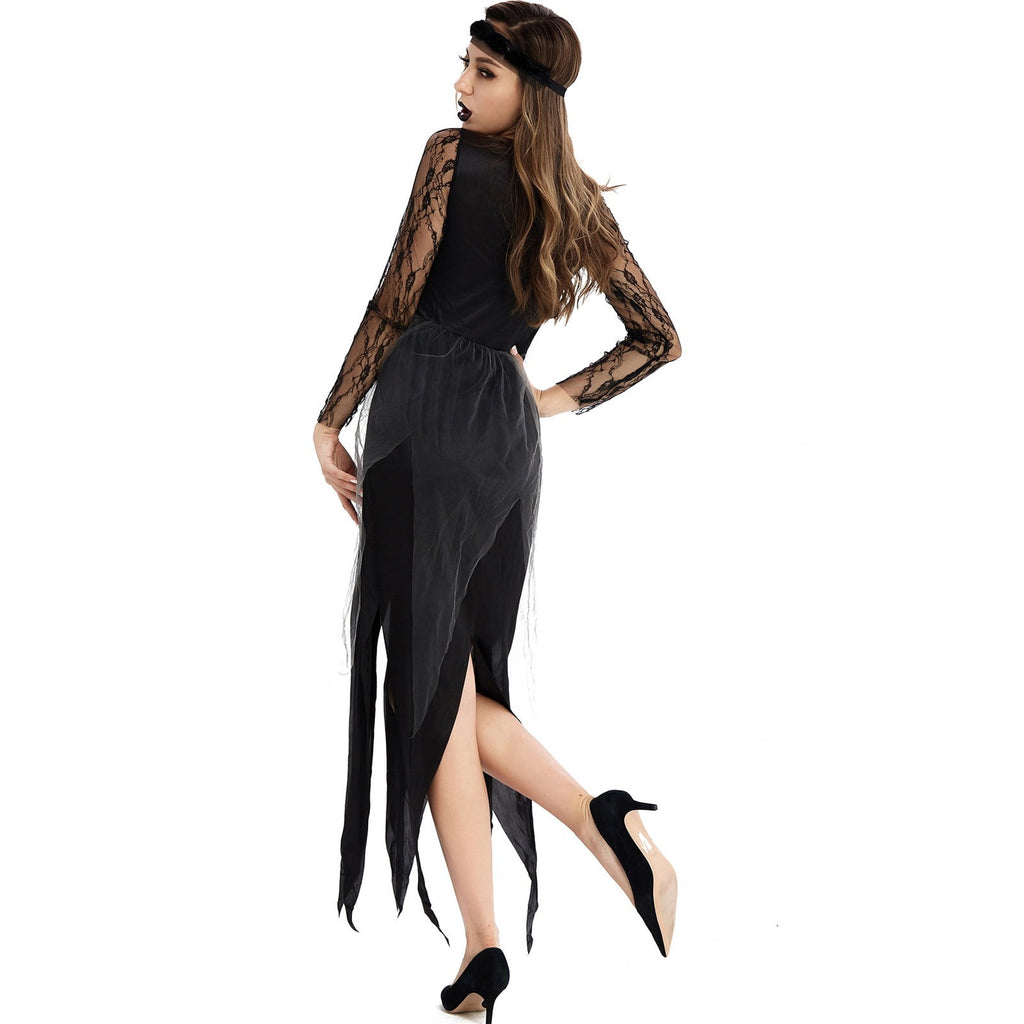 Halloween Witch Costume Women, Classic Retro Witch Costumes for Women Halloween Fancy Dress Witch Dress Black L