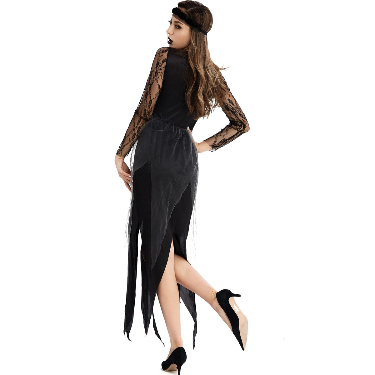 Halloween Witch Costume Women, Classic Retro Witch Costumes for Women Halloween Fancy Dress Witch Dress Black L