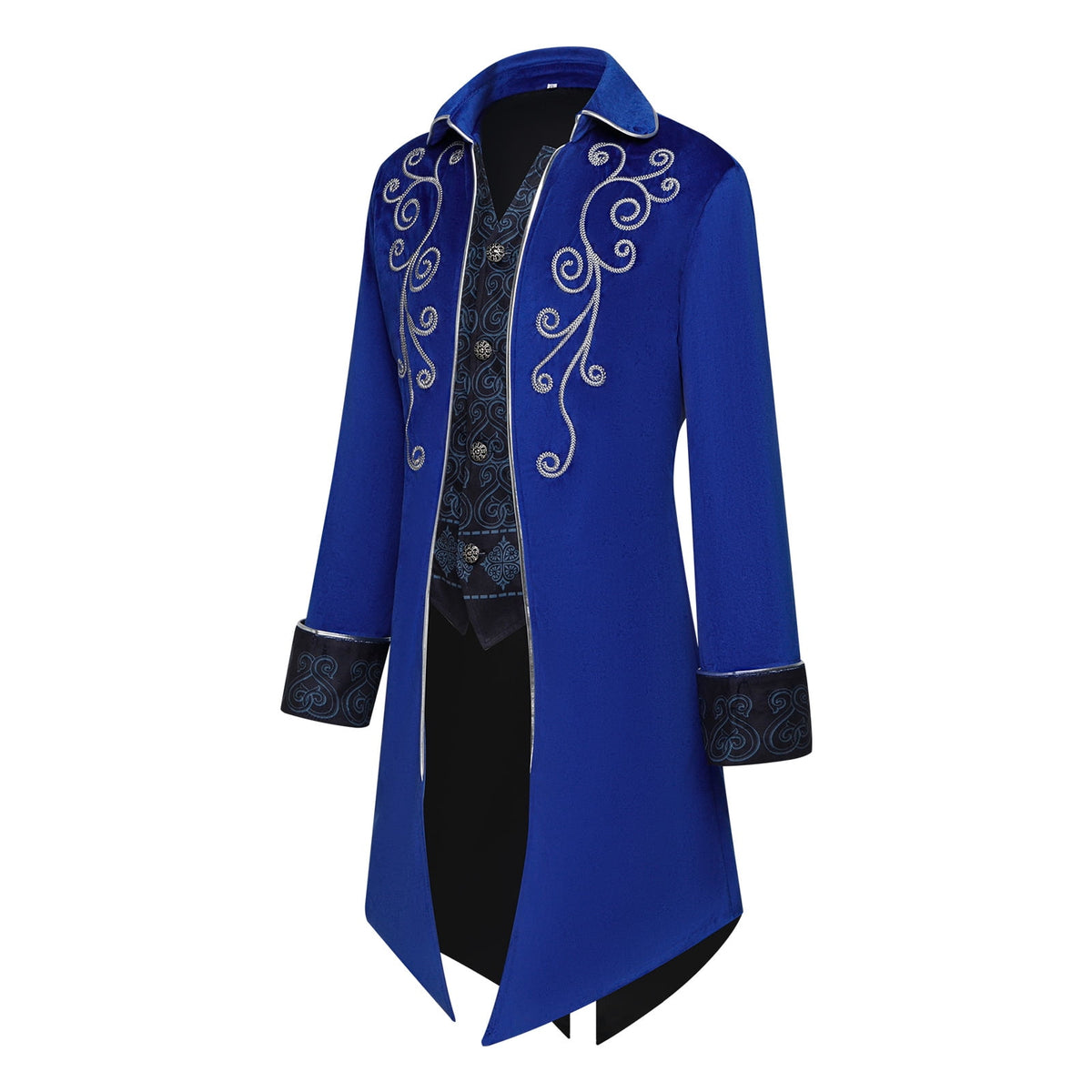 GYQMBT Men Medieval Steampunk Tailcoat Jacket Gothic Victorian Frock Coat Uniform Halloween Party Cosplay Gentleman Costumes, Blue, XL