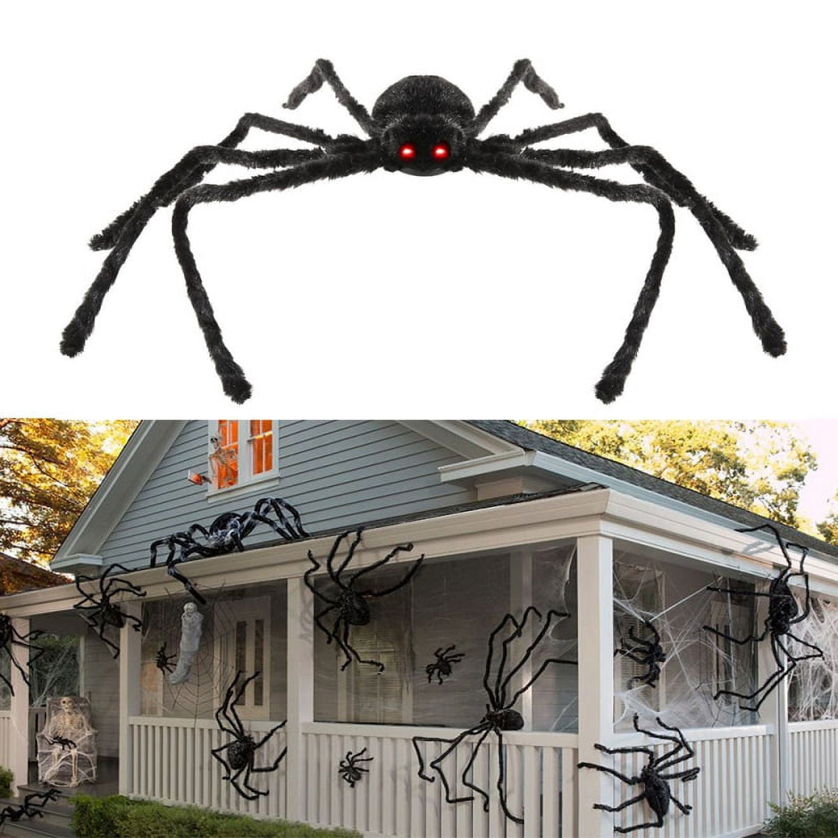29.5" Black Large Spider Plush Toy Realistic Hairy Spider Halloween Party Scary Decoration Haunted House Prop Indoor Outdoor Yard Decor