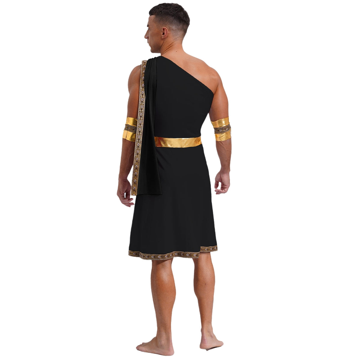 YiZYiF Mens Halloween Ancient Greek Cosplay Costume Roman Toga Caesar Party Fancy Dress Up Set Black S