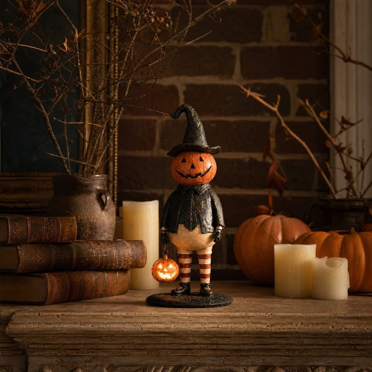 Artificial Snowman Blow Mold Christmas Decoration with LED Lights Classic Winter Character Figurine for Halloween Porch and Mantel, 12 Inch