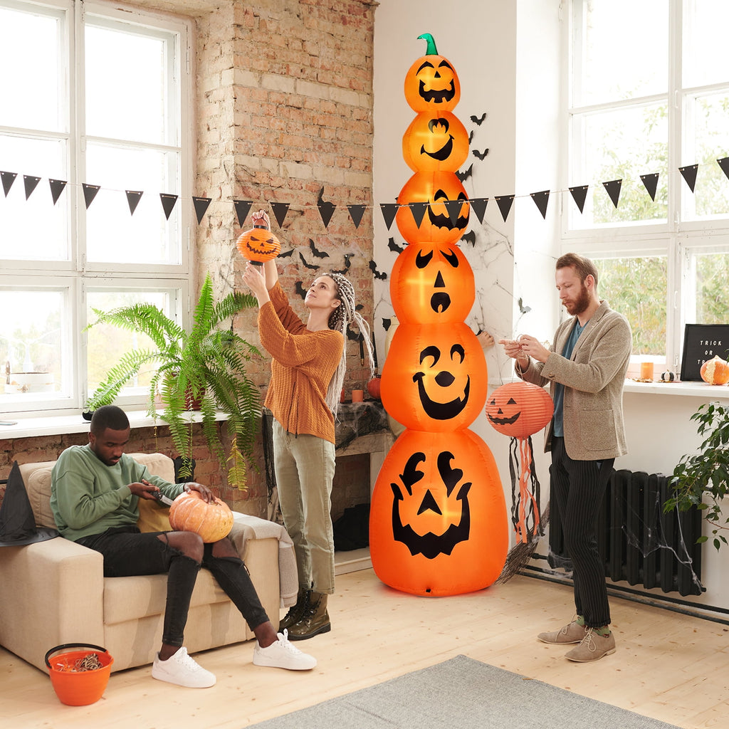 UBesGoo 9' Halloween Inflatable Stacked Pumpkins, Blow up 6 Pumpkins Built-in LED Lights Outdoor Decorations