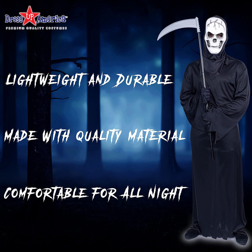 Dress-Up-America Grim Reaper Costume - Halloween Reaper Costume Set for Men - Adults Death Costume
