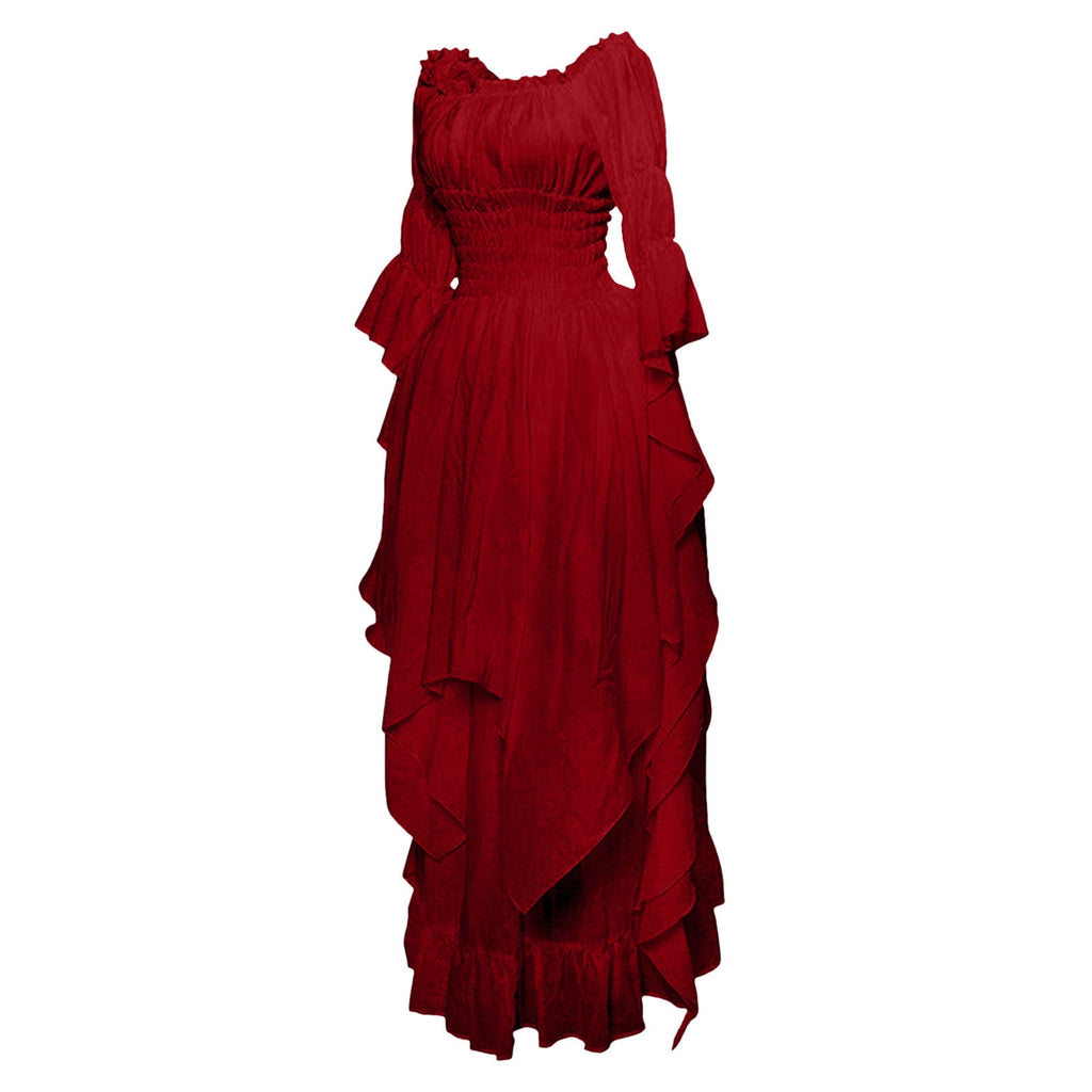 LYXSSBYX Maxi Dresses for Women Women's Long Sleeve Neck Dress Floor Length Cosplay Dress Plus Size Dress
