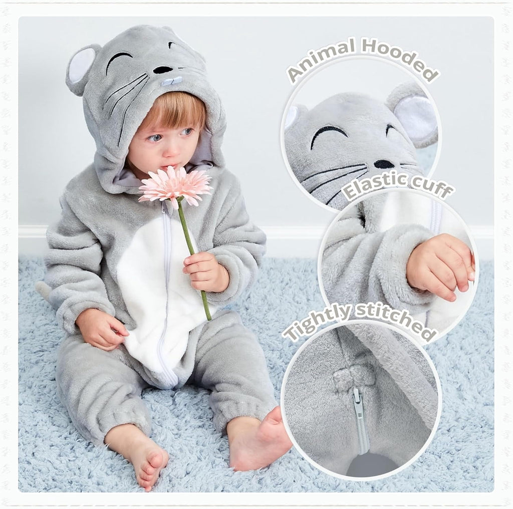 WIBACKER 0-3T Unisex Baby Animal Costume Winter Autumn Flannel Hooded Romper Christmas and Halloween Panda Cosplay Jumpsuit