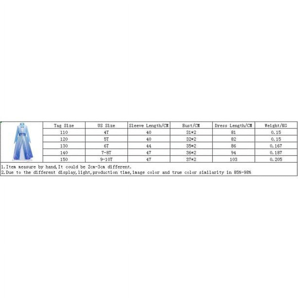 HAWEE Princess Dress Costume for Girls Blue Sequined Ball Gown Snow Queen Cosplay Dress