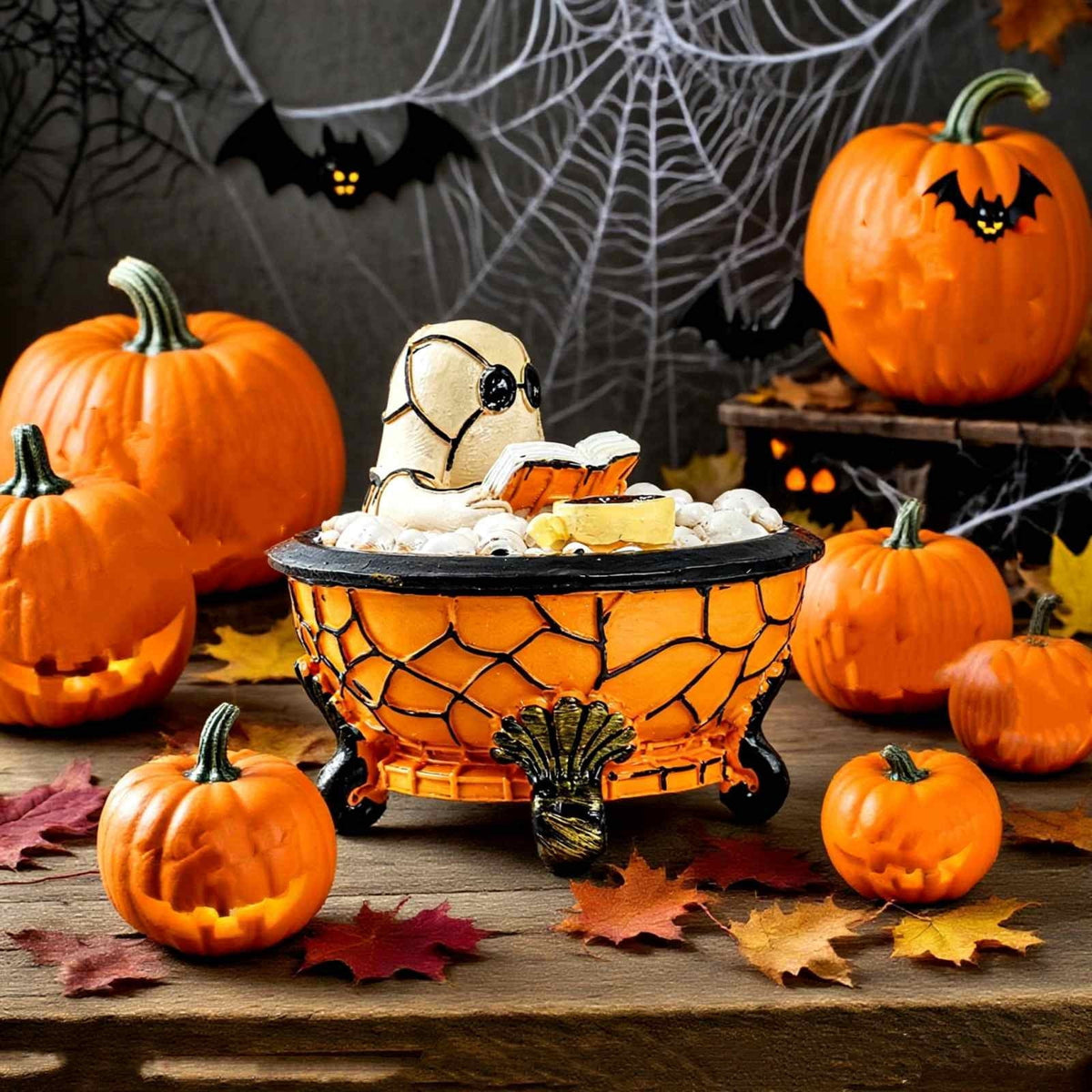 Fwttom Ghost Night Light, Halloween Lights Cute Ghost Reading Book Lamp, Halloween Decorations Indoor Light Up Ghost Statue Ghost Light for House Mantel Bedside