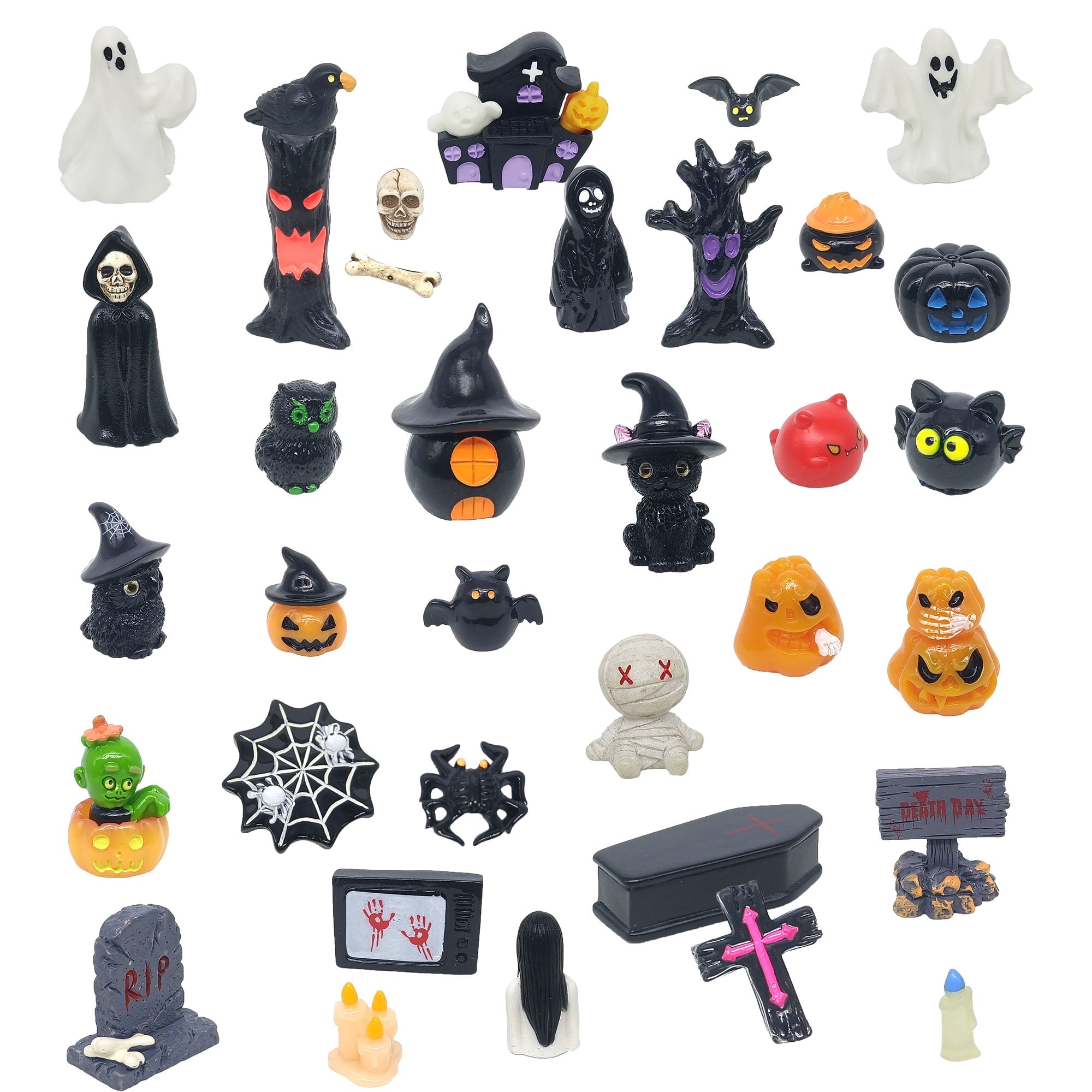 NIBERDA Halloween Miniature Ghosts Resin Plastic Figurines, Set of 35