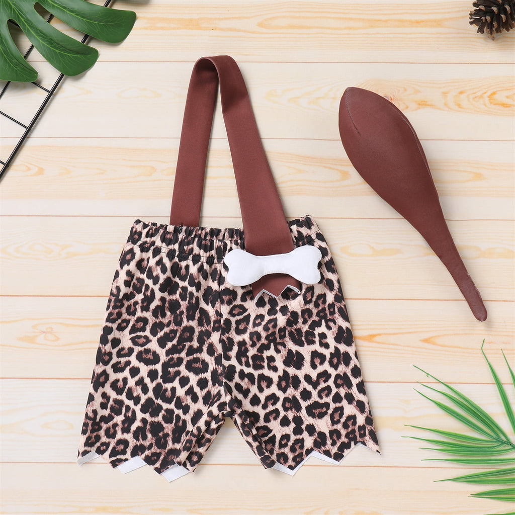 IBTOM CASTLE Kids Caveman Costume Historical Stone Age Birthday Outfits for Toddler Baby Boys Halloween Cosplay Dress up Party Photo Shoot 2-3 Years Orange - Boy